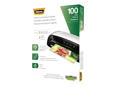 Fellowes Thermal Laminating Pouches, Letter Size, 5 Mil, 100/Pack (5743501)
