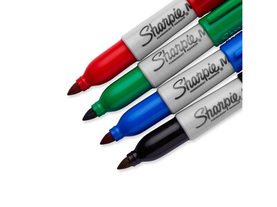 Sharpie Mini Permanent Markers, Fine Tip, Assorted, 4/Pack (35113)