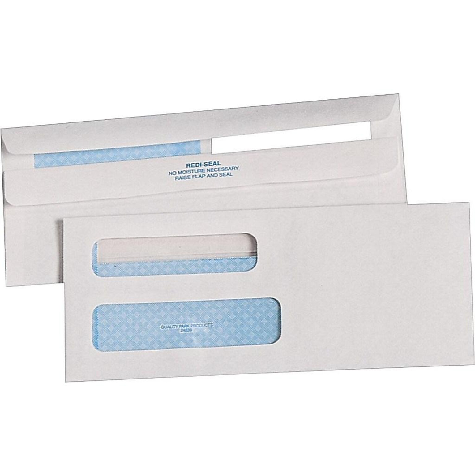 Quality Park Redi-Seal Security Tinted #8 5/8 Double Window Envelopes, 3-5/8 x 8-5/8, White, 500/Box (QUA24539)