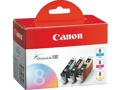Canon 8 Cyan/Magenta/Yellow Standard Yield Ink Cartridge, 3/Pack (0621B016)