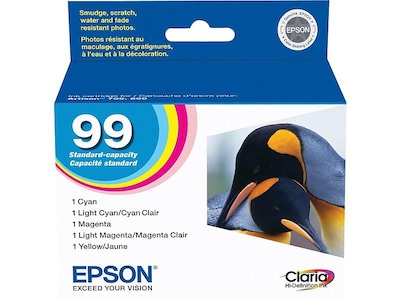 Epson T99 Cyan/Magenta/Yellow/Light Cyan/Light Magenta Standard Yield Ink Cartridge, 5/Pack (T099920