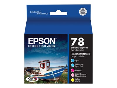 Epson T78 Cyan/Magenta/Yellow/Light Cyan/Light Magenta Standard Yield Ink Cartridge, 5/Pack   (T0789