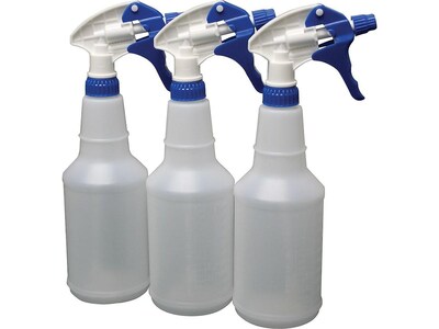Impact 24 oz. Spray Bottle with Trigger, Transparent/White/Blue, 3/Pack (721707)