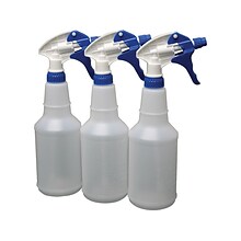 Impact 24 oz. Spray Bottle with Trigger, Transparent/White/Blue, 3/Pack (721707)