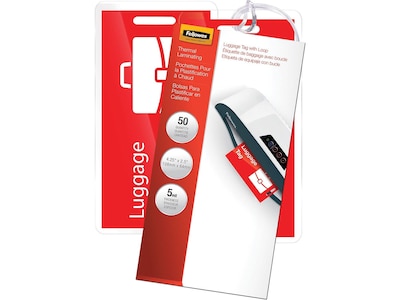 Fellowes Thermal Laminating Pouches, Luggage Tag, 5 Mil, 50/Pack (52034)