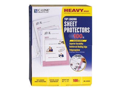 C-Line Top-Load Heavyweight Sheet Protectors, 8-1/2 x 11, Clear, 100/Box (62023)