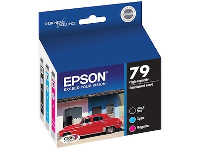 Epson T79 Black/Cyan/Magenta High Yield Ink Cartridge, 3/Pack