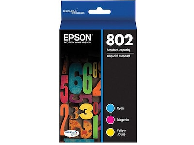 Epson T802 Cyan/Magenta/Yellow Standard Yield Ink Cartridge,   3/Pack
