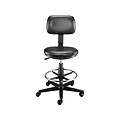 Quill Brand® Luxura Faux Leather Drafting Stool With Backrest And Footrest, Black (25093-CC)