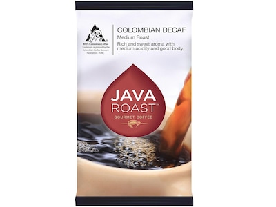 Java Roast Gourmet Colombian Decaf Ground Coffee with Bonus Filters, Medium Roast, 42/Carton (BHS703