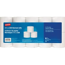 Staples® Thermal Cash Register/POS Rolls, 1-Ply, 3 1/8 x 230, 10/Pack (18229/21265)