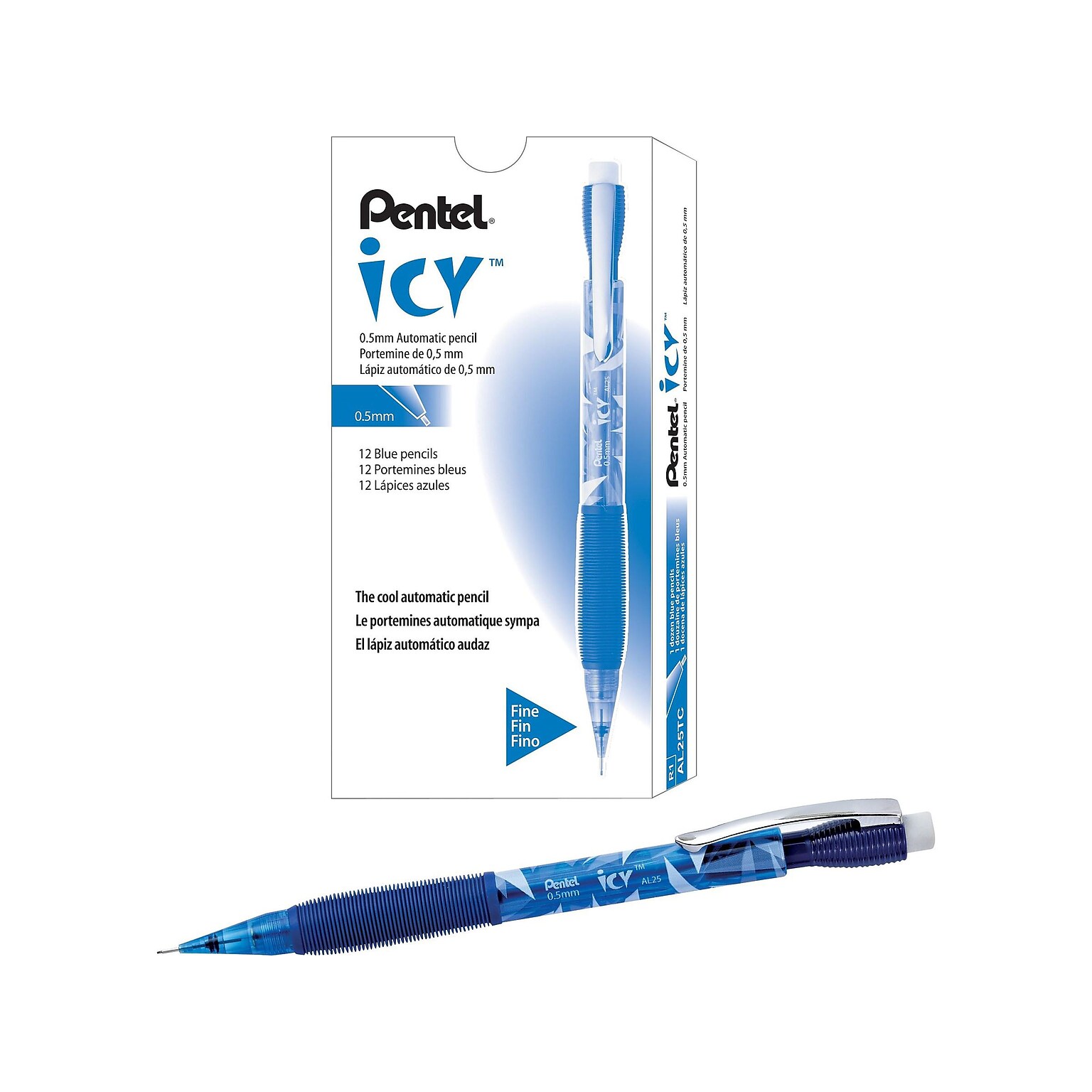 Pentel Icy Mechanical Pencils, 0.5mm Lead, Dozen (AL25TC)