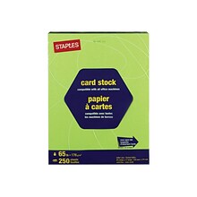 Staples Brights 65 lb. Cardstock Paper, 8.5 x 11, Bright Green, 250 Sheets/Pack (21103)