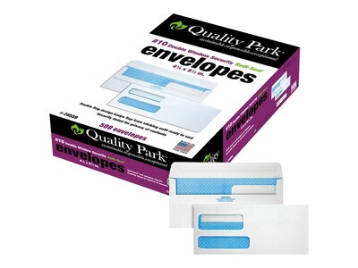 Quality Park Redi-Seal Security Tinted #10 Double Window Envelopes, 4 1/8" x 9 1/2", White, 500/Box (QUA24559)