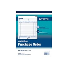 TOPS 3-Part Carbonless Purchase Requisitions, 8.38L x 10.69W, 50 Sets/Book (46147)