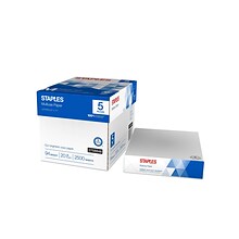 Staples Multiuse Copy Paper, 8.5 x 11, 20 lbs., Bright White, 500 Sheets/Ream, 5 Reams/Carton (519