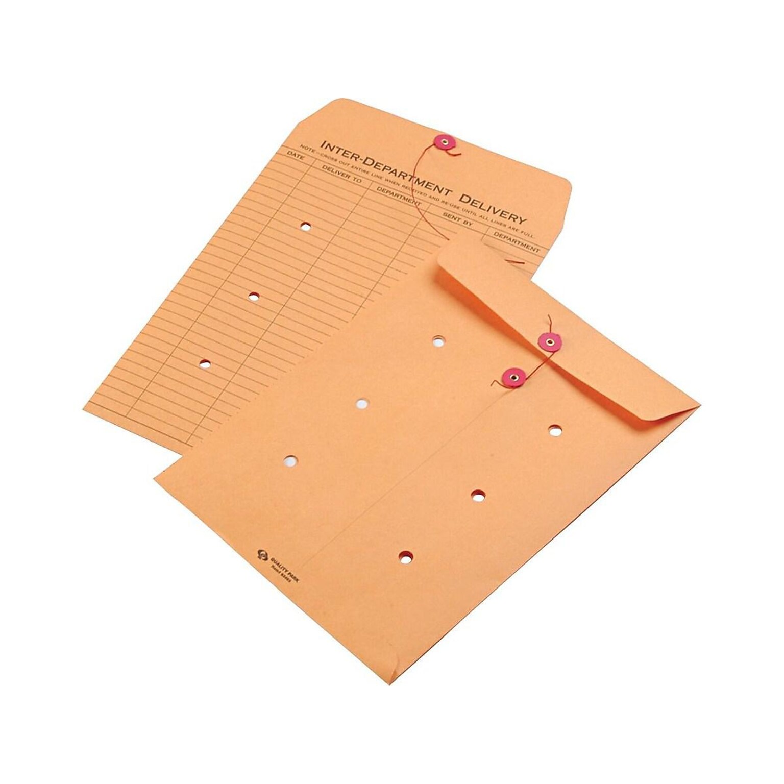 Quality Park Button & String Inter-Departmental Envelopes, 9 x 12, Brown, 100/Box (QUA63462)