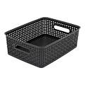 Advantus Weave Plastic Bin, Black, 2/Pack