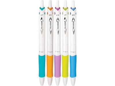 Pilot Acroball PureWhite Advanced Ink Retractable Ballpoint Pens, Fine Point, Black Ink, 5/Pack (31861)