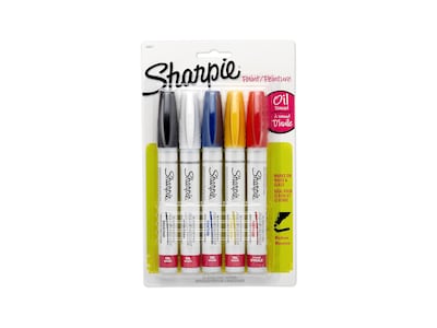 Sharpie Oil-Based Paint Markers, Medium Tip, Assorted, 5/Pack (34971PP)