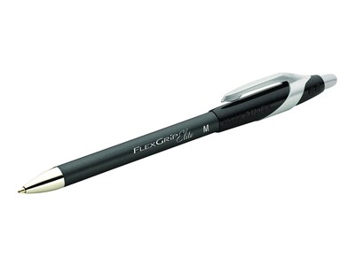 Paper Mate FlexGrip Elite Retractable Ballpoint Pen, Medium Point, Black Ink, Dozen (85580)