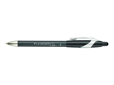 Paper Mate FlexGrip Elite Retractable Ballpoint Pen, Fine Point, Black Ink, Dozen (85582)