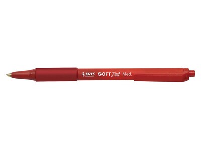 BIC Soft Feel Retractable Ballpoint Pens, Medium Point, Red Ink, 12/Pack (837399)