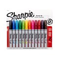 Sharpie Permanent Markers, Brush Tip, Assorted, 12/Pack (1810704)