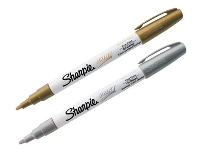 Sharpie Oil-Based Paint Markers, Extra Fine Tip, Assorted Metallic, 2/Pack (30588)