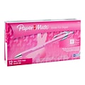 Paper Mate FlexGrip Elite Write for Hope Retractable Ballpoint Pen, Medium Point, Black Ink, Dozen (
