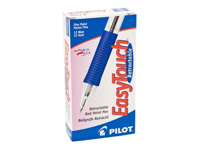 Pilot EasyTouch Retractable Ballpoint Pens, Fine Point, Blue Ink, Dozen (32211)