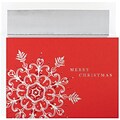 JAM Paper® Christmas Card Set, Silver & Red Flake Holiday Cards, 16/pack