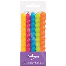 JAM Paper® Birthday Candle Sticks, 3 1/2 x 3/8, Bubble Style, Yellow, Fuchsia Pink, Blue, Green & Or