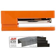 JAM PaperOffice & Desk Sets, (1) Stapler (1) Pack of Staples, 20 Sheet Capacity, Orange and Black (3
