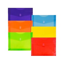 JAM Paper Plastic Envelopes with Hook & Loop Closure, 2 Expansion, Letter Size, Assorted Colors, 6/