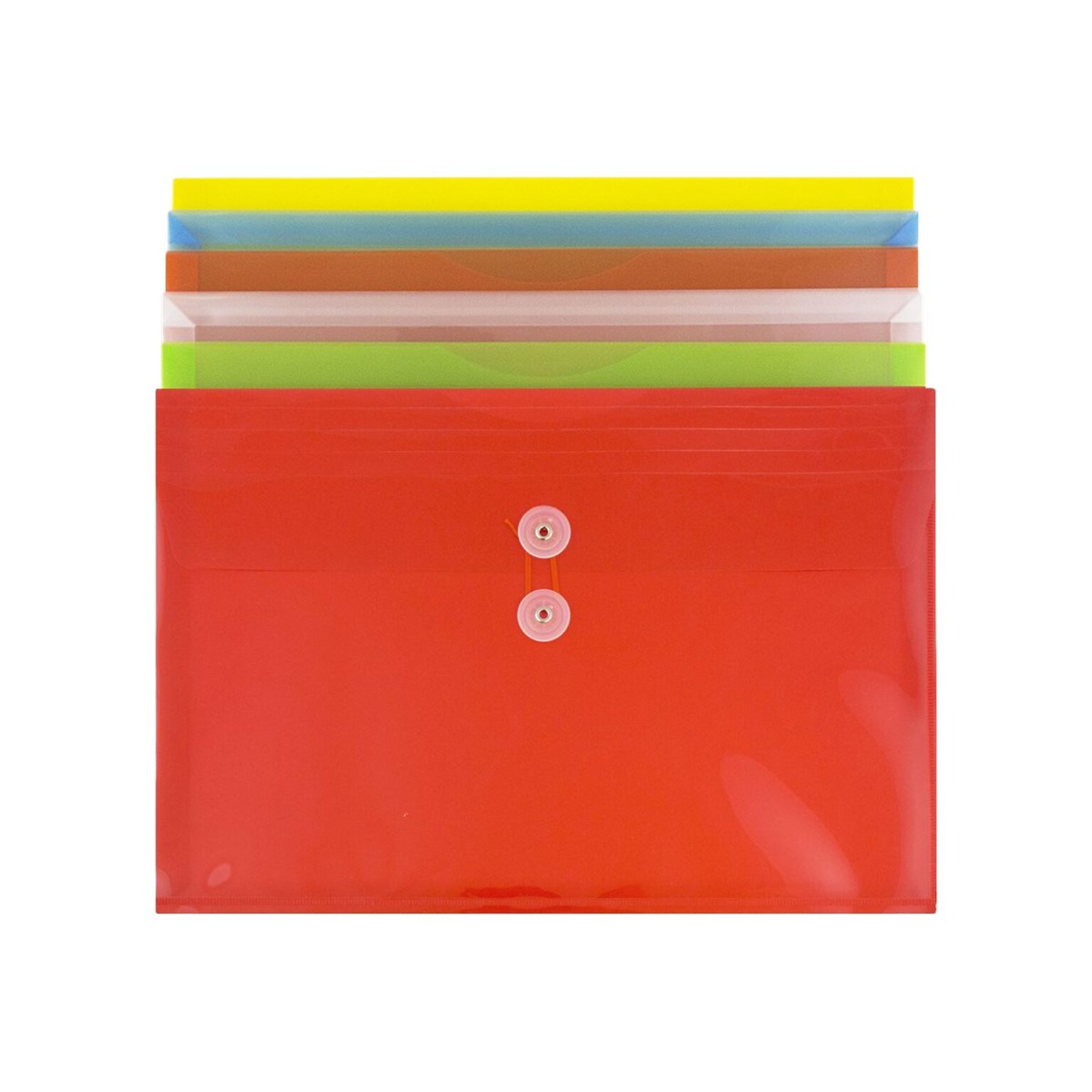 JAM Paper Poly Envelopes with Button & String Tie Closure , 1 Expansion, Legal Size, Assorted Colors, 6/Pack (219B1RLIGBYORCL)