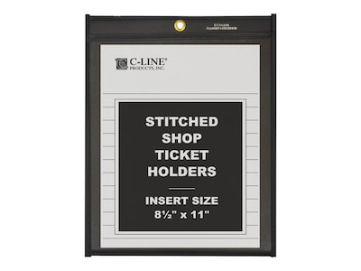 C-Line Shop Ticket Holders, 8-1/2" x 11", Clear with Black Back, 25/Box (45911)