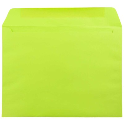JAM Paper 9 x 12 Booklet Colored Envelopes, Ultra Lime Green, 50/Pack (5156771i)