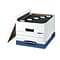 Bankers Box Medium-Duty FastFold Corrugated File Boxes, Lift-off Lid, Letter/Legal Size, White/Blue,