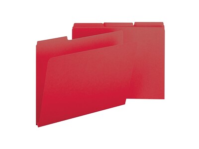 Smead Pressboard File Folders, 1/3-Cut Tab, 1 Expansion, Letter Size, Bright Red, 25/Box (21538)