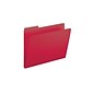 Smead Pressboard File Folders, 1/3-Cut Tab, 1" Expansion, Letter Size, Bright Red, 25/Box (21538)