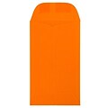 JAM Paper #3 Coin Business Colored Envelopes, 2.5 x 4.25, Orange Recycled, 50/Pack (356730538i)