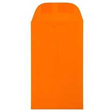 JAM Paper #3 Coin Business Colored Envelopes, 2.5 x 4.25, Orange Recycled, 50/Pack (356730538i)