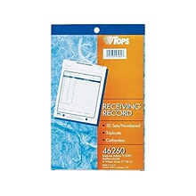 TOPS 3-Part Carbonless Receiving Records, 5.56W x 7.94L, 50 Sets/Book (46260)