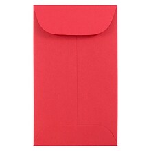 JAM Paper #3 Coin Business Colored Envelopes, 2.5 x 4.25, Red Recycled, 50/Pack (356730541i)