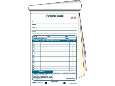 TOPS 3-Part Carbonless Purchase Requisitions, 5.56"W x 7.94"L, 50 Sets/Book (46141)