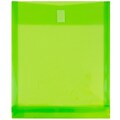 JAM Paper® Plastic Envelopes with Hook & Loop Closure, 1 Exp, Letter Open End, 9.75 x 11.75, Lime