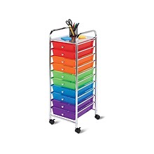Honey-Can-Do Organization Mixed Materials Mobile Utility Cart with Lockable Wheels, Multicolor (CRT-