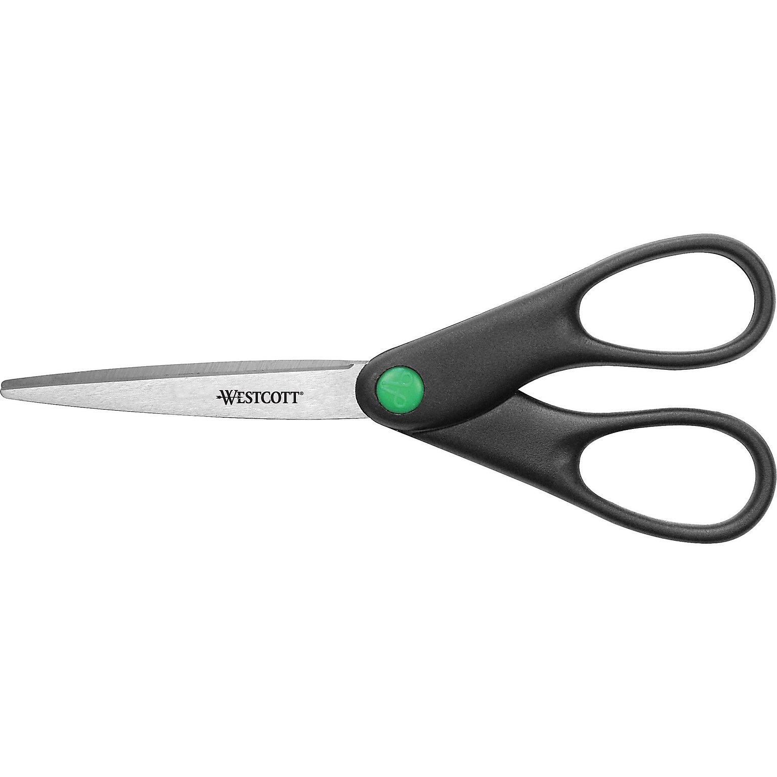 Westcott® Straight KleenEarth® 7 Recycled Stainless Steel Standard Scissors, Pointed Tip, Black (44218)