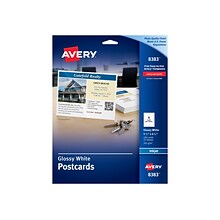 Avery Postcards, Glossy White, 4.25 x 5.5, Inkjet, 100/Pack (08383)